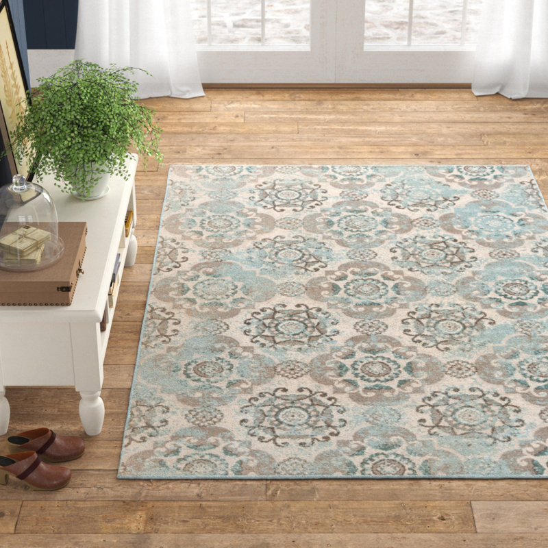 Raquel Taupe/ Teal Area Rug & Reviews Joss & Main